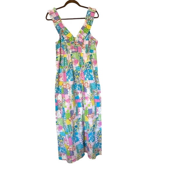 Lilly Pulitzer Vintage Patchwork Print Maxi Dress Sleeveless Womens 10 - Picture 1 of 8